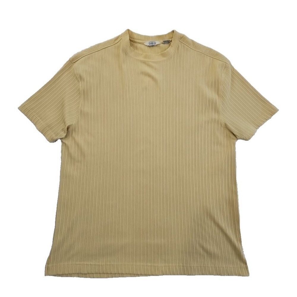 Line A Uomo Crewneck T-Shirt Men's‎ XXL Butter Yellow Stretch Textured EUC